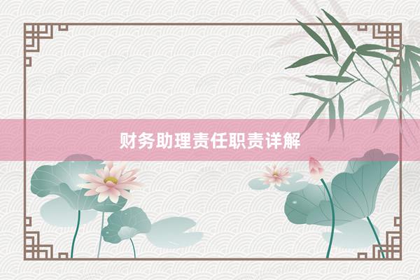 财务助理责任职责详解
